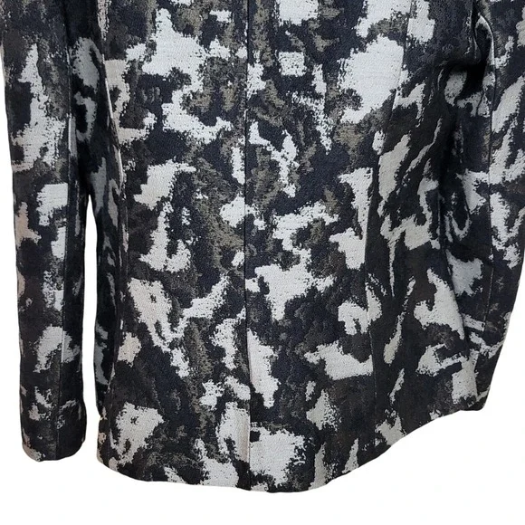 Lafayette 148 New York Camo Moto Jacket Blazer Size 12 Wool Blend Textured Work - Picture 7 of 8